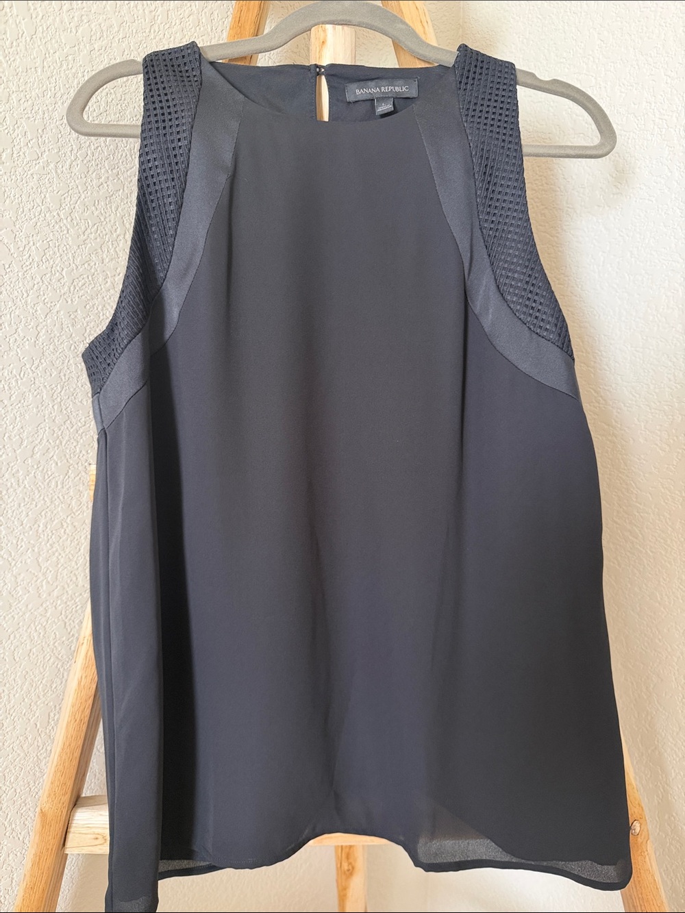 Banana Republic Black Mesh-Detail Sleeveless Tank